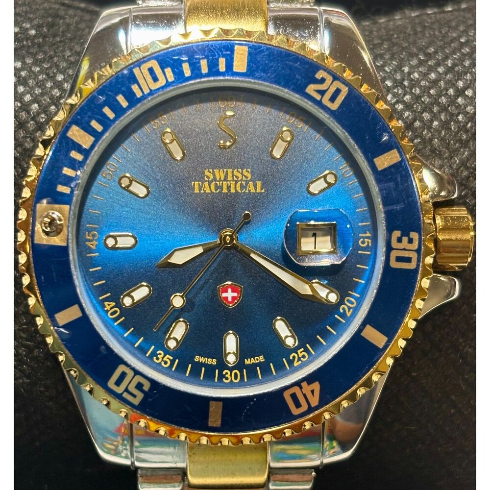 Men's Stauer Swiss Tactical Two-Tone Diver Watch